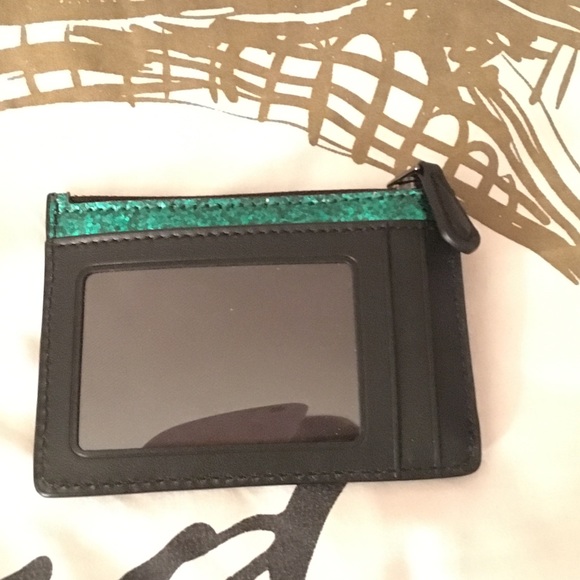 Coach Green Glitter Card Case Wallet - Picture 3 of 6